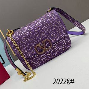 Valentino Small Vsling Crossbody Bag with Sparkling Crystals In Suede Purple