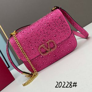 Valentino Small Vsling Crossbody Bag with Sparkling Crystals In Suede Rose