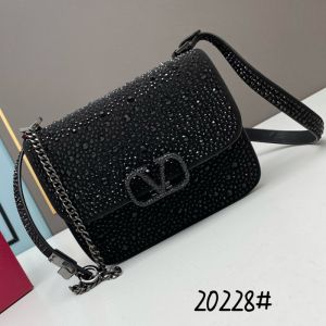 Valentino Small Vsling Crossbody Bag with Sparkling Studs In Suede Black