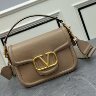 Valentino Alltime Shoulder Bag In Grainy Calfskin Khaki