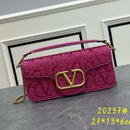 Valentino Large Loco Shoulder Bag with Jewel Embroidery In Toile Iconographe Fabric Rose