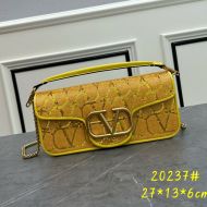 Valentino Large Loco Shoulder Bag with Jewel Embroidery In Toile Iconographe Fabric Yellow