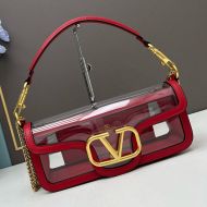 Valentino Large Loco Shoulder Bag In PVC And Calfskin Red