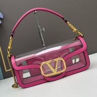 Valentino Large Loco Shoulder Bag In PVC And Calfskin Rose