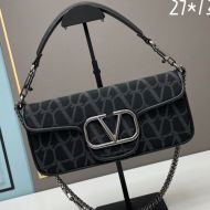 Valentino Large Loco Shoulder Bag In Toile Iconographe Fabric Black/Grey