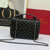 Valentino Garavani Medium Rockstud Spike Chain Bag In Lambskin Black