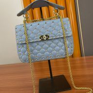 Valentino Garavani Medium Rockstud Spike Chain Bag In Lambskin Sky Blue