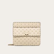 Valentino Garavani Medium Rockstud Spike Chain Bag In Lambskin White