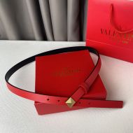 Valentino Garavani One Stud Belt In Calfskin Red