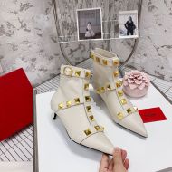 Valentino Garavani Rockstud Alcove Boots Open Edge Beads Women White