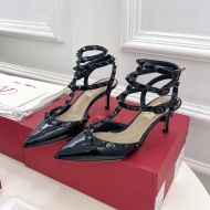 Valentino Rockstud Caged Pumps Women Patent Leather Black