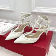 Valentino Rockstud Caged Pumps Women Patent Leather White