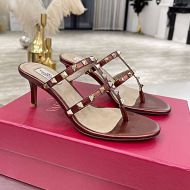 Valentino Garavani Rockstud Flip-Flop Heeled Slides Women Calfskin Burgundy