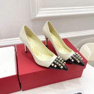 Valentino Garavani Rockstud Alcove Cow Leather Pumps Women White/Black