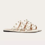 Valentino Garavani Rockstud Slides Women Calfskin White