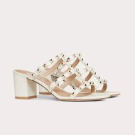 Valentino Garavani Rockstud Thick-Heeled Slides Women Calfskin White