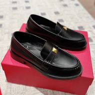 Valentino Roman Stud Brushed Loafers Women Calfskin Black