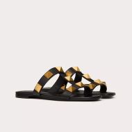 Valentino Garavani Roman Stud Slides Women Calfskin Black