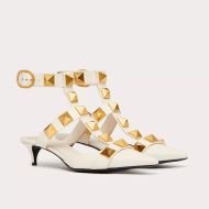 Valentino Gravani Roman Stud Pumps In Cow Leather Women White