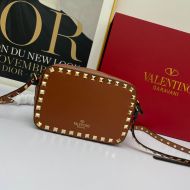 Valentino Garavani Small Rockstud Crossbody Bag In Calfskin Brown