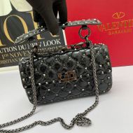 Valentino Garavani Small Rockstud Spike Chain Bag In Lambskin Black