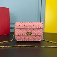 Valentino Garavani Small Rockstud Spike Chain Bag In Lambskin Cherry