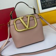 Valentino Garavani Small Supervee Handbag In Calfskin Cherry