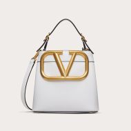 Valentino Garavani Small Supervee Handbag In Calfskin White