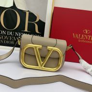 Valentino Garavani Small Supervee Shoulder Bag In Calfskin Khaki