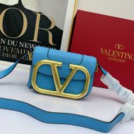 Valentino Garavani Small Supervee Shoulder Bag In Calfskin Sky Blue