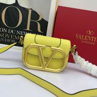 Valentino Garavani Small Supervee Shoulder Bag In Calfskin Lemon