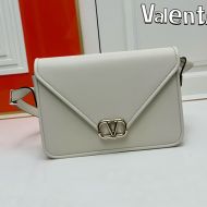 Valentino Small VLogo Flap Shoulder Bag In Calfskin Beige