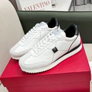 Valentino Stud Around Low-Top Sneakers Unisex Calfskin And Suede White/Black