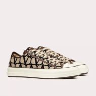 Valentino Totaloop Low-Top Sneakers Unisex Toile Iconographe Fabric Beige