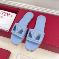 Valentino Vlogo Cut-Out Slides Women Calfskin Blue