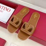 Valentino Vlogo Cut-Out Slides Women Calfskin Brown