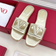 Valentino Vlogo Cut-Out Slides Women Calfskin Gold