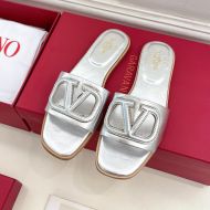 Valentino Vlogo Cut-Out Slides Women Calfskin Silver