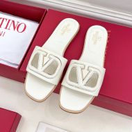 Valentino Vlogo Cut-Out Slides Women Calfskin White