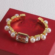 Valentino VLogo Signature Bracelet In Metal With Pearls And Crystals Gold