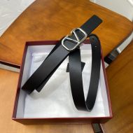 Valentino Garavani VLogo Signature Reversible Belt In Calfskin Black