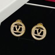 Valentino VLogo Signature Round Earrings In Metal With Crystals Crystals Gold