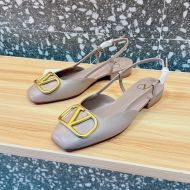 Valentino VLogo Signature Slingback Flats Women Calfskin Grey