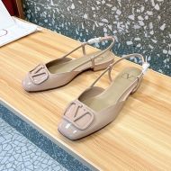 Valentino VLogo Signature Slingback Flats Women Patent Leather Apricot