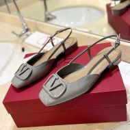 Valentino VLogo Signature Slingback Flats Women Patent Leather Grey