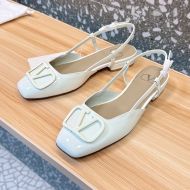 Valentino VLogo Signature Slingback Flats Women Patent Leather White