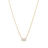 Valentino VLogo Signature Necklace In Metal with Crystals Gold