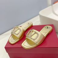 Valentino VLogo Signature Slides with Swarovski Crystals Women Calfskin Gold