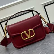 Valentino Alltime Shoulder Bag In Grainy Calfskin Burgundy