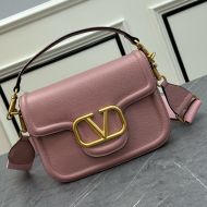Valentino Alltime Shoulder Bag In Grainy Calfskin Pink